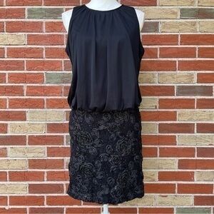 Jackie Jon New York Sequin Ruched Textured Black Sleeveless Keyhole Mini Dress 👗